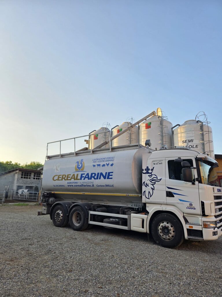 Consegne con cisterna di cereali sfarinati e mangimi per allevamenti